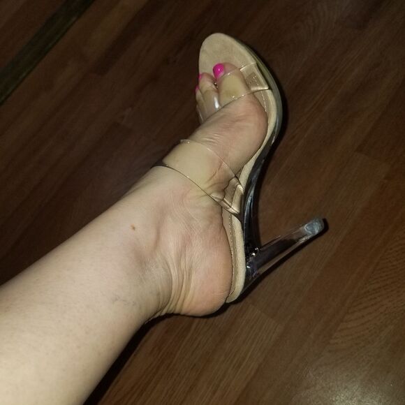 Clear Dream Paris Open Toes Chunky Heel Shoe nwt - Picture 7 of 10
